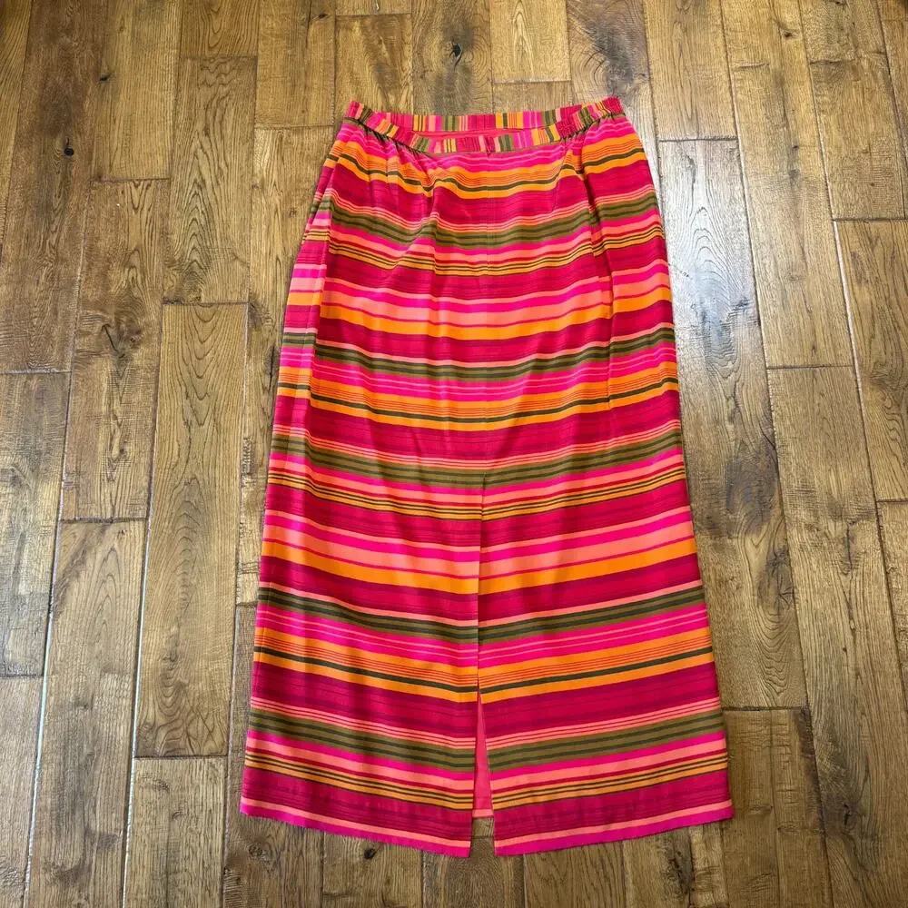 Spenser Jeremy 2 Piece Striped Dress Skirt and Top Size 16 100% Silk Chiffon - Picture 6 of 11